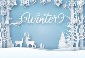 Winter Card in Paper Style  vector