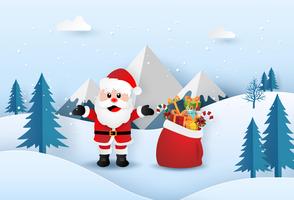 Santa Clause with Bag of Gifts  vector