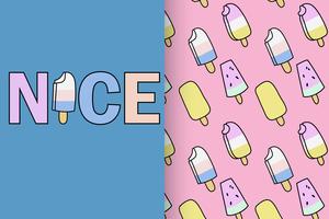 Hand Drawn Nice Ice Cream Pattern Set vector