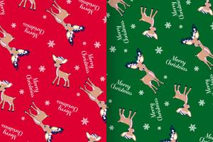 Merry Christmas Deer Pattern Set vector