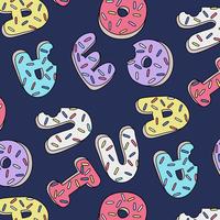 Hand drawn donut letter pattern background  vector