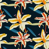 Hand drawn bold tiger lily floral pattern  vector
