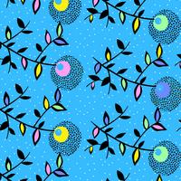 Hand drawn neon bright floral pattern  vector