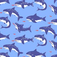 Hand drawn shark pattern background  vector