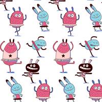 Hand drawn monsters dancing background  vector