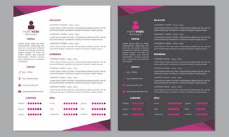 Curriculum Vitae Resume Clean and Dark Pink Color vector