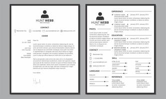 CV Resume Cover Clean Black Border vector