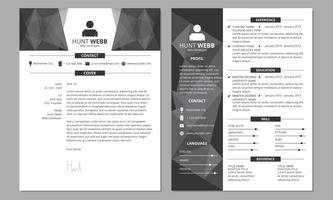 CV Resume Dark Side and Cover Dark Header vector