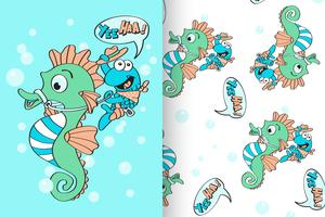 seahorse with pattern set vector