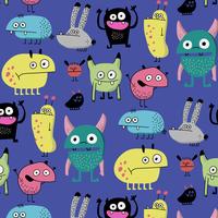 Hand drawn colorful goofy shape monster pattern  vector