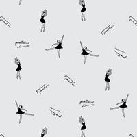 Hand drawn dancing ballet girl pattern  vector