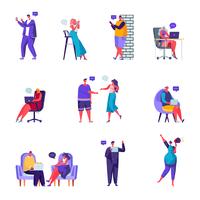 Set of flat people social network characters