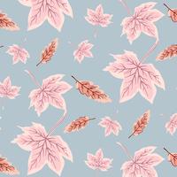 Hand drawn feminine falling leaves pattern  vector