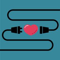 Male and Female plug to connect for love and heart for Valentine's day vector