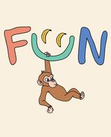 Mono divertido dibujado a mano vector