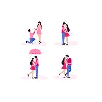 Amor pareja diferentes poses vector