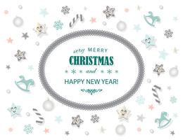 Merry Christmas and New year card template vector