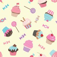 Birthday seamless pattern with sweets. vector
