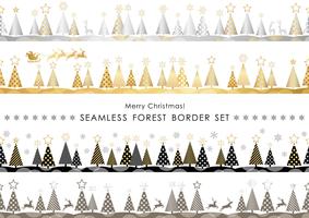 Set of Christmas seamless forest borders vector