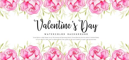 Roses Watercolor Valentine Banner vector