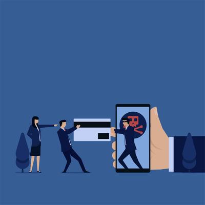 Business hacker snatching credit card from phone 
