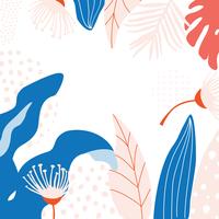 Tropical jungle leaves and flowers background vector