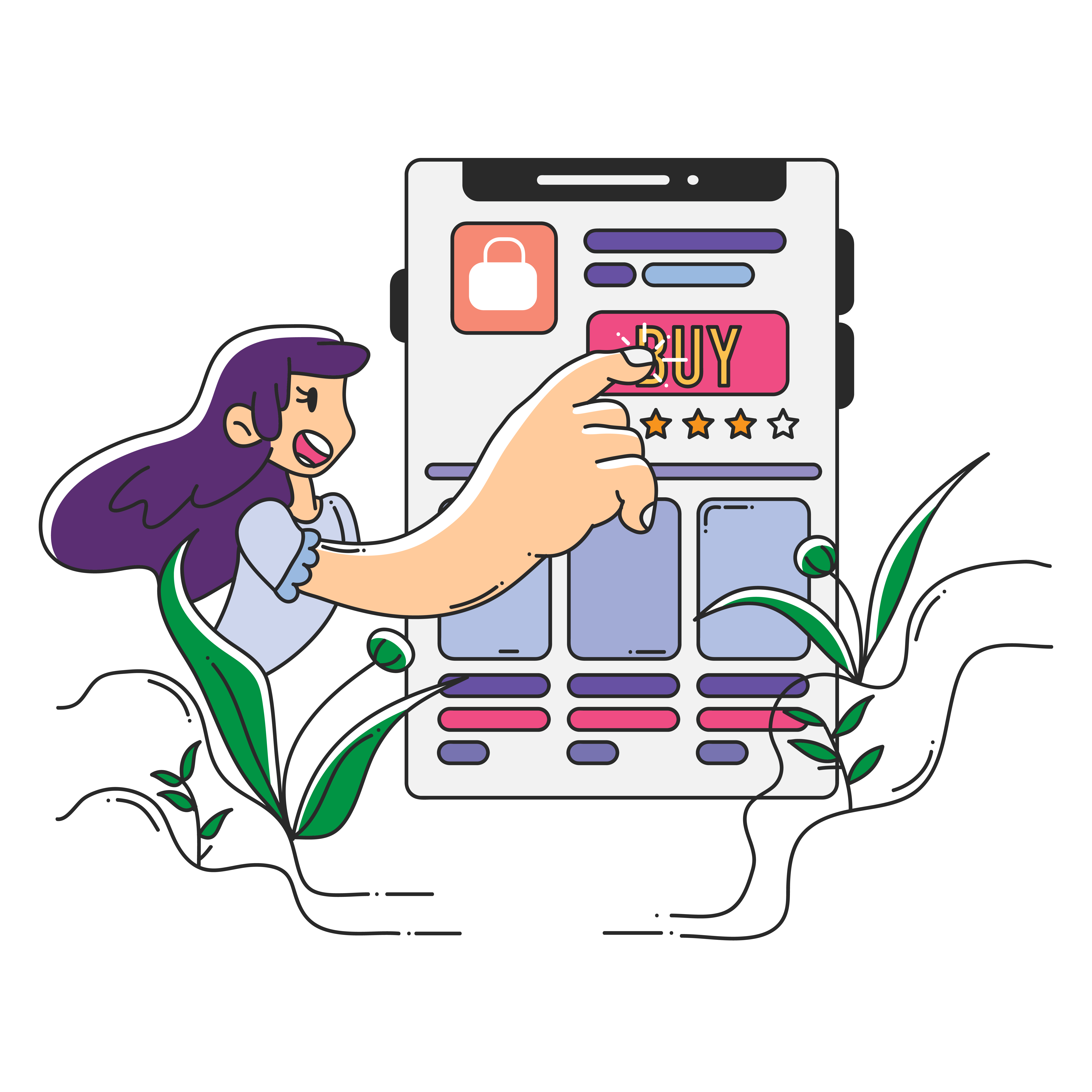 cute girl online shopping