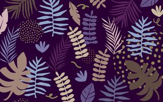 Tropical jungle leaves and flowers background  vector