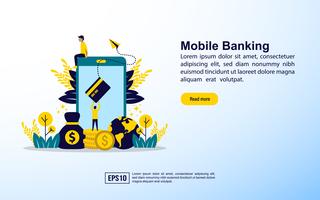 Mobile banking landing page  vector