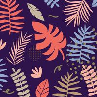 Tropical jungle leaves and flowers background vector