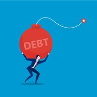 businessman with carrying debt bomb vector