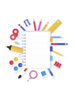 Back to school, Notebook with school supplies vector