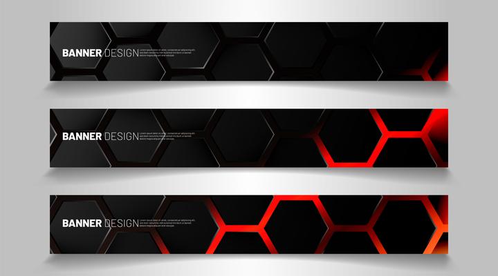 Set of backgrounds of hexagon banner