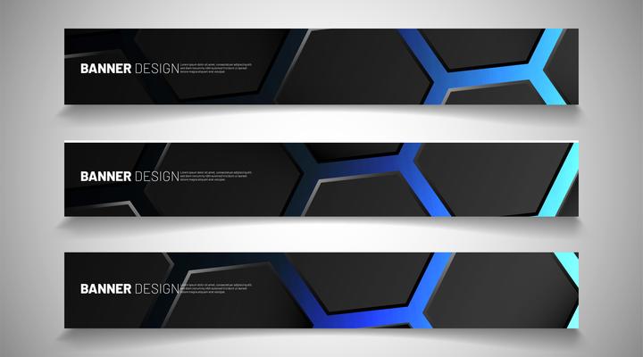 Set of backgrounds hexagon banner