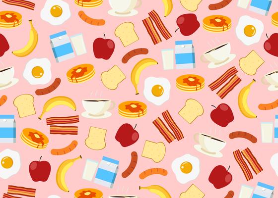 Seamless pattern of breakfast menu set background 