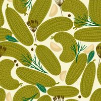 Vector seamless pattern with canned cucumbers