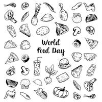 World Food Day With Meats and Vegetables Elements vector