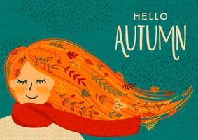 Hello Autumn Card  vector