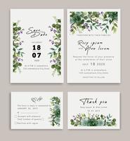 Wedding Invitations save the date card design with elegant garden anemone. vector