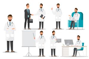 Concepto de equipo de personal médico en el hospital. vector