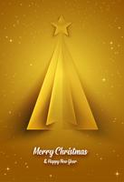Tarjeta de Navidad dorada con árbol de Navidad vector