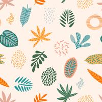 Abstract seamless pattern with tropical leaves vector