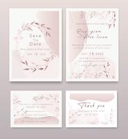 Wedding Invitations save the date card design with elegant garden anemone. vector