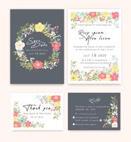 Wedding Invitations save the date card design with elegant garden anemone. vector