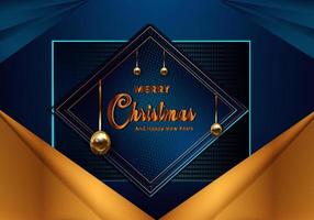 Christmas blue background with Gold Foil border