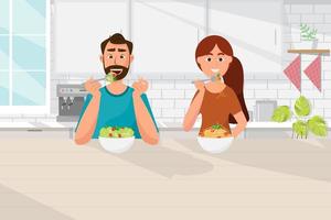 couple eating food together  vector
