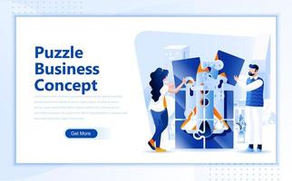 Puzzle business concept flat web page design vector