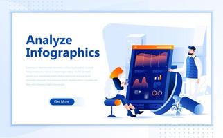Analyze infographic flat web page design vector