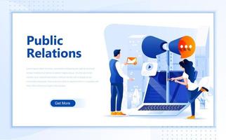 Diseño de página web plana de relaciones públicas vector