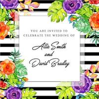 Floral Black Stripe Invitation Card